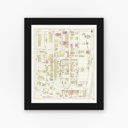 Old map wall art mockup — black gallery frame with white mat — Sanborn Fire Insurance Map from Duquesne, Allegheny County, Pennsylvania (1911), Sheet #0011