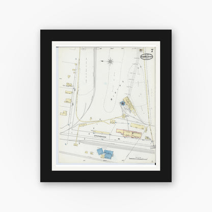 Old map wall art mockup — black gallery frame with white mat — Sanborn Fire Insurance Map from Iron Mountain, Dickinson County, Michigan (1891), Sheet #0007