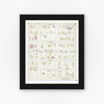 Old map wall art mockup — black gallery frame with white mat — Sanborn Fire Insurance Map from Constantine, Saint Joseph County, Michigan (1897), Sheet #0003
