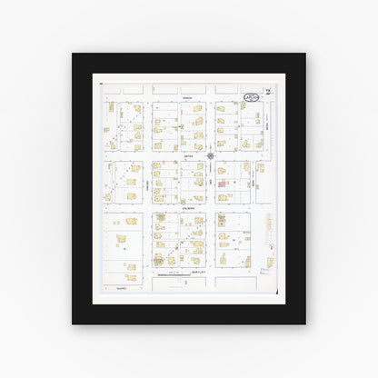 Old map wall art mockup — black gallery frame with white mat — Sanborn Fire Insurance Map from La Plata, Macon County, Missouri (1916), Sheet #0002