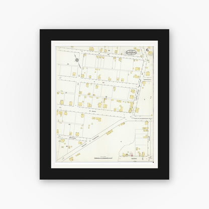 Old map wall art mockup — black gallery frame with white mat — Sanborn Fire Insurance Map from Strasburg, Shenandoah County, Virginia (1915), Sheet #0006