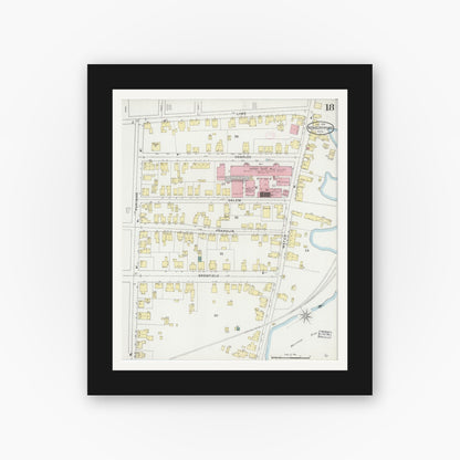 Old map wall art mockup — black gallery frame with white mat — Sanborn Fire Insurance Map from Newburyport, Essex County, Massachusetts (1894), Sheet #0018