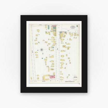 Old map wall art mockup — black gallery frame with white mat — Sanborn Fire Insurance Map from Sodus, Wayne County, New York (1899), Sheet #0002