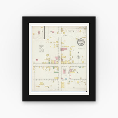 Old map wall art mockup — black gallery frame with white mat — Sanborn Fire Insurance Map from Hillsboro, Orange County, North Carolina (1894) - Complete Map Set