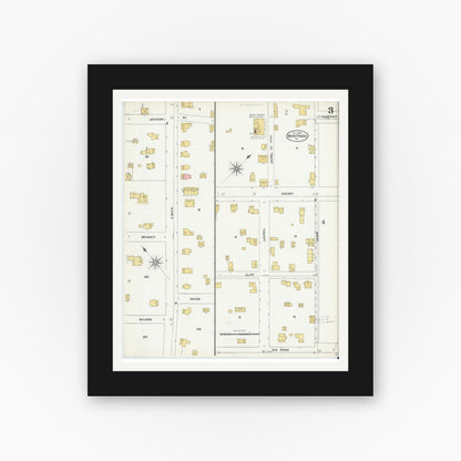 Old map wall art mockup — black gallery frame with white mat — Sanborn Fire Insurance Map from Montrose, Susquehanna County, Pennsylvania (1904), Sheet #0003