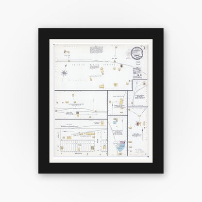 Old map wall art mockup — black gallery frame with white mat — Sanborn Fire Insurance Map from Biwabik, Saint Louis County, Minnesota (1900), Sheet #0001