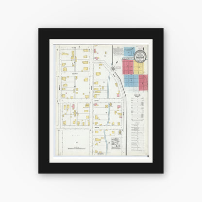 Old map wall art mockup — black gallery frame with white mat — Sanborn Fire Insurance Map from Batavia, Clermont County, Ohio (1904), Sheet #0001