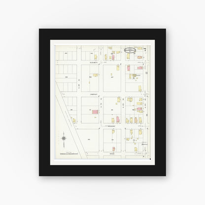 Old map wall art mockup — black gallery frame with white mat — Sanborn Fire Insurance Map from Mechanicville, Saratoga County, New York (1911), Sheet #0007
