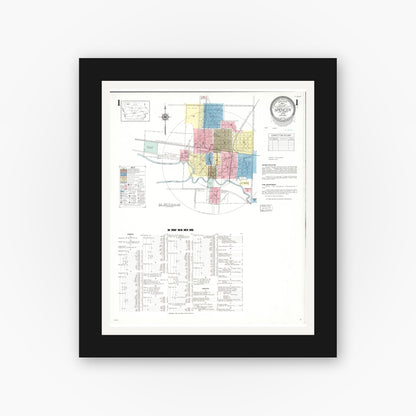 Old map wall art mockup — black gallery frame with white mat — Sanborn Fire Insurance Map from Spencer, Clay County, Iowa (1941) â€” Complete Set
