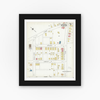 Old map wall art mockup — black gallery frame with white mat — Sanborn Fire Insurance Map from Shippensburg, Cumberland And Franklin Counties, Pennsylvania (1921), Sheet #0003