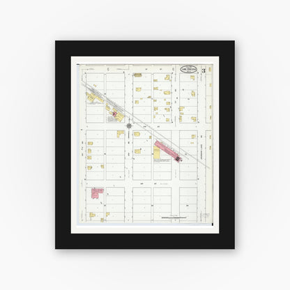 Old map wall art mockup — black gallery frame with white mat — Sanborn Fire Insurance Map from Lake Odessa, Ionia County, Michigan (1918), Sheet #0003