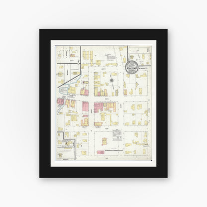 Old map wall art mockup — black gallery frame with white mat — Sanborn Fire Insurance Map from Wautoma, Waushara County, Wisconsin (1911) - Complete Map Set