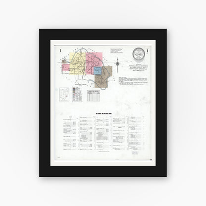 Old map wall art mockup — black gallery frame with white mat — Sanborn Fire Insurance Map from Caldwell, Noble County, Ohio (1948) - Complete Map Set
