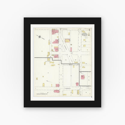 Old map wall art mockup — black gallery frame with white mat — Sanborn Fire Insurance Map from Radford, Independent Cities, Virginia (1913), Sheet #0007
