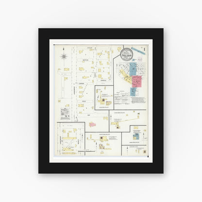 Old map wall art mockup — black gallery frame with white mat — Sanborn Fire Insurance Map from Shullsburg, Lafayette County, Wisconsin (1908) - Complete Map Set