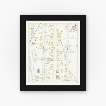 Old map wall art mockup — black gallery frame with white mat — Sanborn Fire Insurance Map from Great Bend, Susquehanna County, Pennsylvania (1904), Sheet #0002