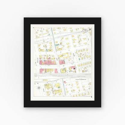 Old map wall art mockup — black gallery frame with white mat — Sanborn Fire Insurance Map from Tama, Tama County, Iowa (1900), Sheet #0003