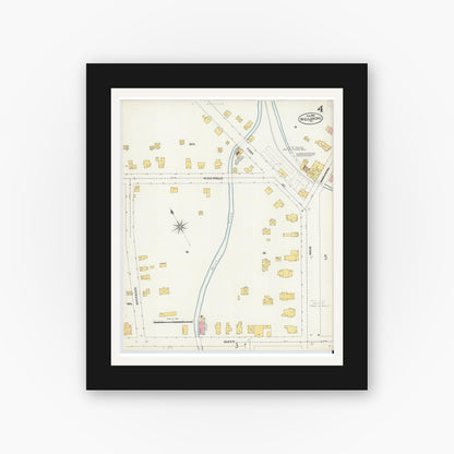 Old map wall art mockup — black gallery frame with white mat — Sanborn Fire Insurance Map from Wellsboro, Tioga County, Pennsylvania (1904), Sheet #0004