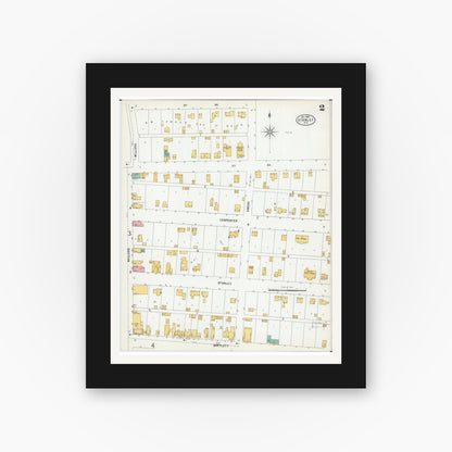 Old map wall art mockup — black gallery frame with white mat — Sanborn Fire Insurance Map from Stanley, Chippewa County, Wisconsin (1900), Sheet #0002