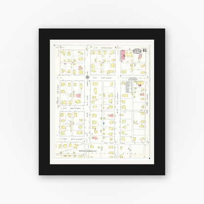 Old map wall art mockup — black gallery frame with white mat — Sanborn Fire Insurance Map from Newton, Jasper County, Iowa (1918), Sheet #0013