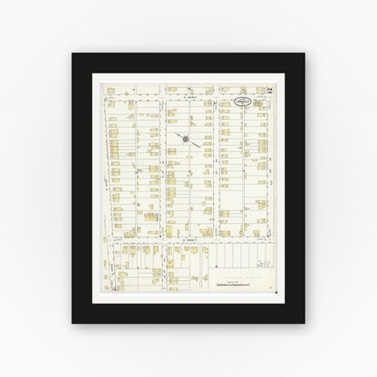 Old map wall art mockup — black gallery frame with white mat — Sanborn Fire Insurance Map from Larksville, Luzerne County, Pennsylvania (1911), Sheet #0002