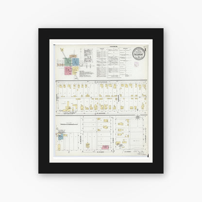 Old map wall art mockup — black gallery frame with white mat — Sanborn Fire Insurance Map from Gibsonburg, Sandusky County, Ohio (1902) - Complete Map Set
