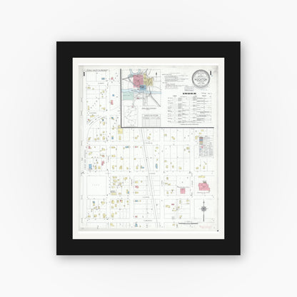 Old map wall art mockup — black gallery frame with white mat — Sanborn Fire Insurance Map from Rockton, Winnebago County, Illinois (1939) - Complete Map Set