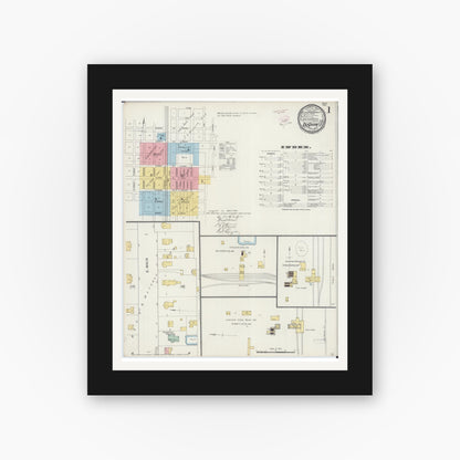 Old map wall art mockup — black gallery frame with white mat — Sanborn Fire Insurance Map from Du Quoin, Perry County, Illinois (1894) - Complete Map Set