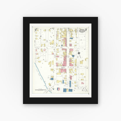 Old map wall art mockup — black gallery frame with white mat — Sanborn Fire Insurance Map from Milford, Clermont And Hamilton County, Ohio (1925), Sheet #0002