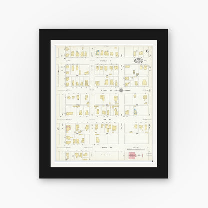 Old map wall art mockup — black gallery frame with white mat — Sanborn Fire Insurance Map from Sanford, Seminole County, Florida (1912), Sheet #0006
