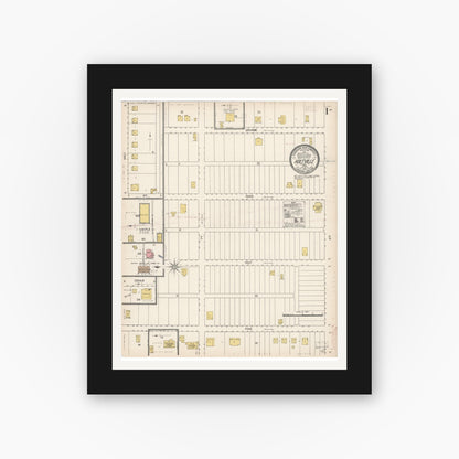 Old map wall art mockup — black gallery frame with white mat — Sanborn Fire Insurance Map from Holtville, Imperial County, California (1910) - Complete Map Set
