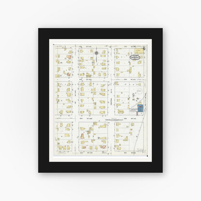 Old map wall art mockup — black gallery frame with white mat — Sanborn Fire Insurance Map from Faribault, Rice County, Minnesota (1921), Sheet #0006