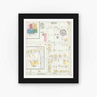 Old map wall art mockup — black gallery frame with white mat — Sanborn Fire Insurance Map from Parsons, Luzerne County, Pennsylvania (1903) - Complete Map Set