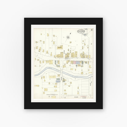 Old map wall art mockup — black gallery frame with white mat — Sanborn Fire Insurance Map from Arroyo Grande, San Luis Obispo County, California (1903), Sheet #0003