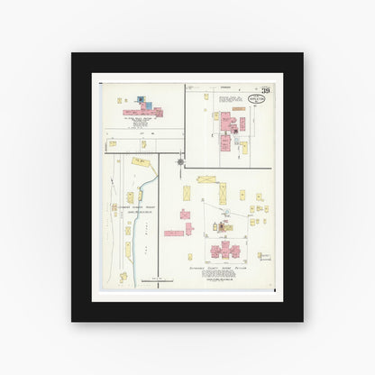 Old map wall art mockup — black gallery frame with white mat — Sanborn Fire Insurance Map from Appleton, Outagamie County, Wisconsin (1911), Sheet #0039