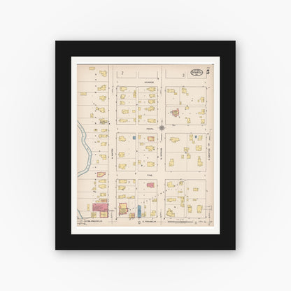 Old map wall art mockup — black gallery frame with white mat — Sanborn Fire Insurance Map from Sparta, Monroe County, Wisconsin (1922), Sheet #0005