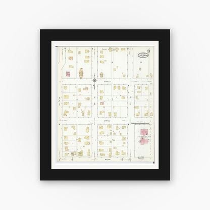 Old map wall art mockup — black gallery frame with white mat — Sanborn Fire Insurance Map from East Jordan, Charlevoix County, Michigan (1912), Sheet #0003