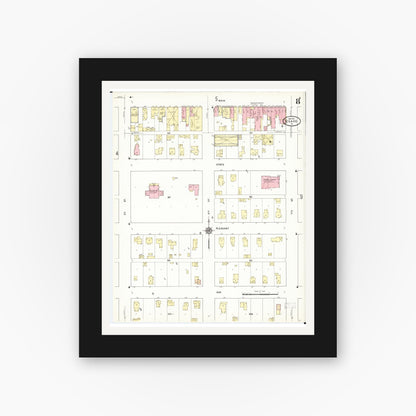 Old map wall art mockup — black gallery frame with white mat — Sanborn Fire Insurance Map from Osage, Mitchell County, Iowa (1911), Sheet #0008
