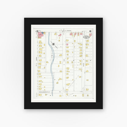 Old map wall art mockup — black gallery frame with white mat — Sanborn Fire Insurance Map from Blanchester, Clinton County, Ohio (1925), Sheet #0006
