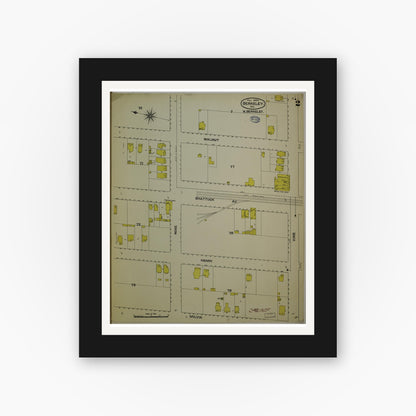 Old map wall art mockup — black gallery frame with white mat — Sanborn Fire Insurance Map from Berkeley, Alameda County, California (1894), Sheet #0002