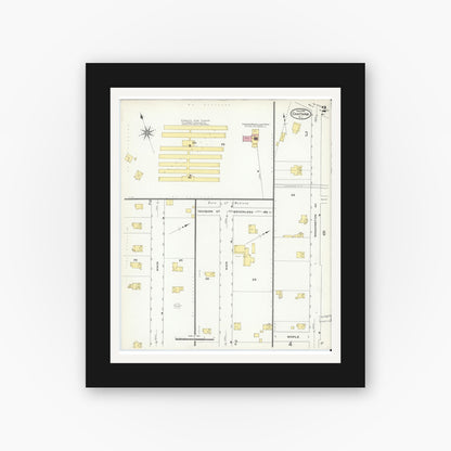 Old map wall art mockup — black gallery frame with white mat — Sanborn Fire Insurance Map from Chatham, Morris County, New Jersey (1909), Sheet #0002
