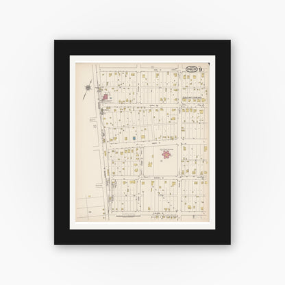 Old map wall art mockup — black gallery frame with white mat — Sanborn Fire Insurance Map from Uvalde, Uvalde County, Texas (1922), Sheet #0009