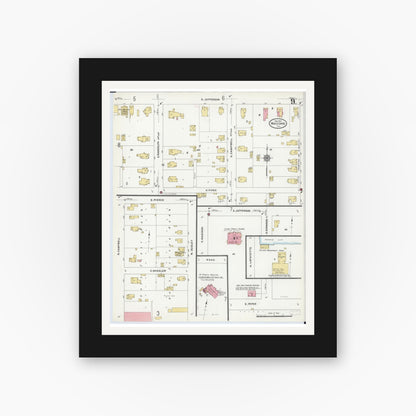 Old map wall art mockup — black gallery frame with white mat — Sanborn Fire Insurance Map from Macomb, Mcdonough County, Illinois (1910), Sheet #0009