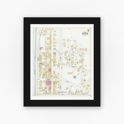 Old map wall art mockup — black gallery frame with white mat — Sanborn Fire Insurance Map from Belle Vernon, Fayette County, Pennsylvania (1900), Sheet #0002