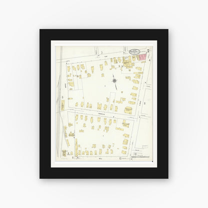 Old map wall art mockup — black gallery frame with white mat — Sanborn Fire Insurance Map from Franklinville, Cattaraugus County, New York (1912), Sheet #0007