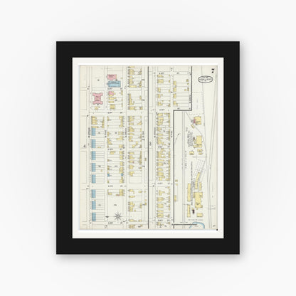 Old map wall art mockup — black gallery frame with white mat — Sanborn Fire Insurance Map from Ashland, Schuylkill County, Pennsylvania (1896), Sheet #0007