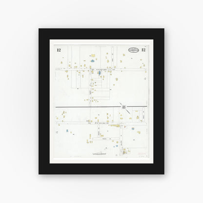 Old map wall art mockup — black gallery frame with white mat — Sanborn Fire Insurance Map from Hammonton, Atlantic County, New Jersey (1930), Sheet #0012
