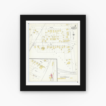 Old map wall art mockup — black gallery frame with white mat — Sanborn Fire Insurance Map from Negaunee, Marquette County, Michigan (1911), Sheet #0002