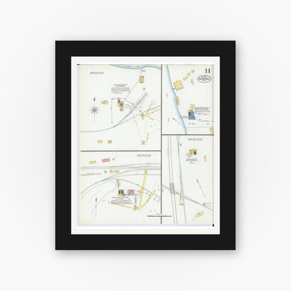 Old map wall art mockup — black gallery frame with white mat — Sanborn Fire Insurance Map from Negaunee, Marquette County, Michigan (1902), Sheet #0011