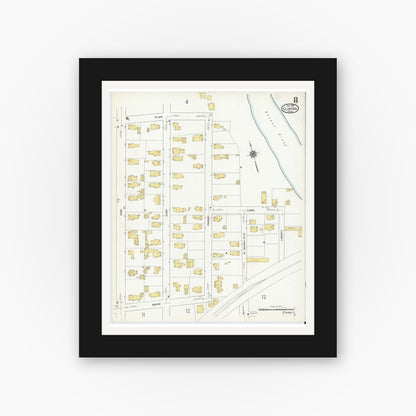 Old map wall art mockup — black gallery frame with white mat — Sanborn Fire Insurance Map from Clinton, Worcester County, Massachusetts (1911), Sheet #0008